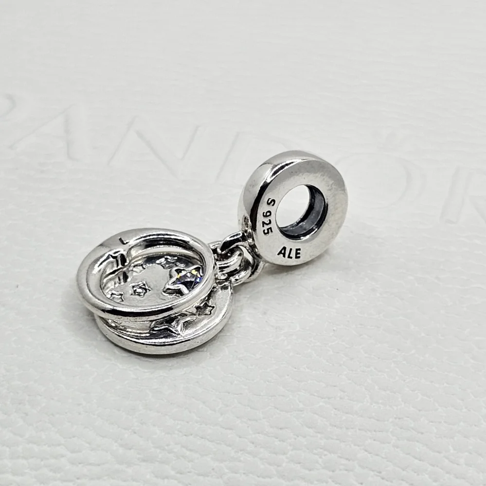 Authentic Pandora ⭐️RETIRED⭐️ MOON & STAR DANGLE CHARM - Picture 2 of 7